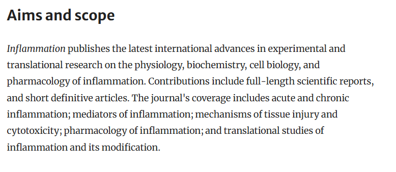INFLAMMATION目标与范围
