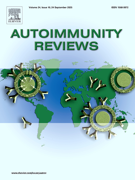 AUTOIMMUNITY REVIEWS期刊封面