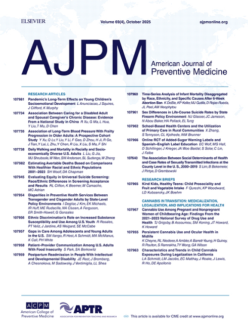 AMERICAN JOURNAL OF PREVENTIVE MEDICINE期刊封面